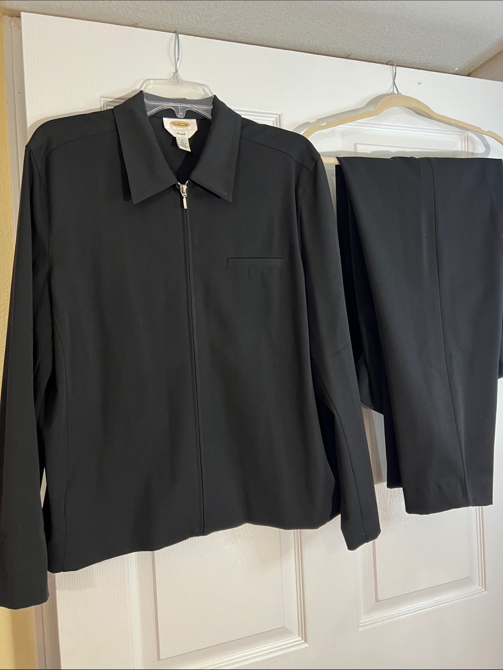 Talbots Black Zip-Front Pantsuit with Collar
